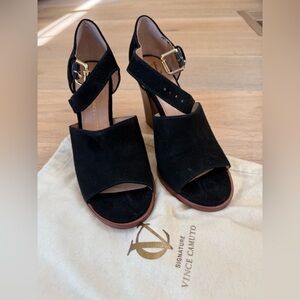 Vince Camuto Signature Black Suede Heels- gently used